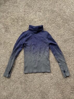 Zella Women’s XSmall Splatter Ombre TurtleNeck Sweater - Navy to Gray EUC